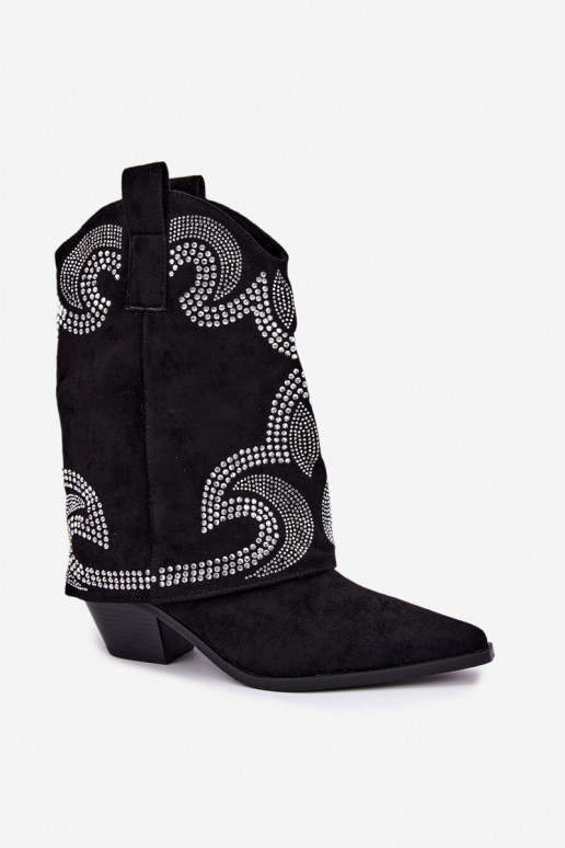 Stivaletti decorati in stile cowboy con tacchi in nero Irvena