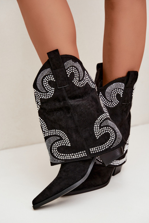 Stivaletti decorati in stile cowboy con tacchi in nero Irvena