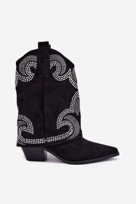 Stivaletti decorati in stile cowboy con tacchi in nero Irvena
