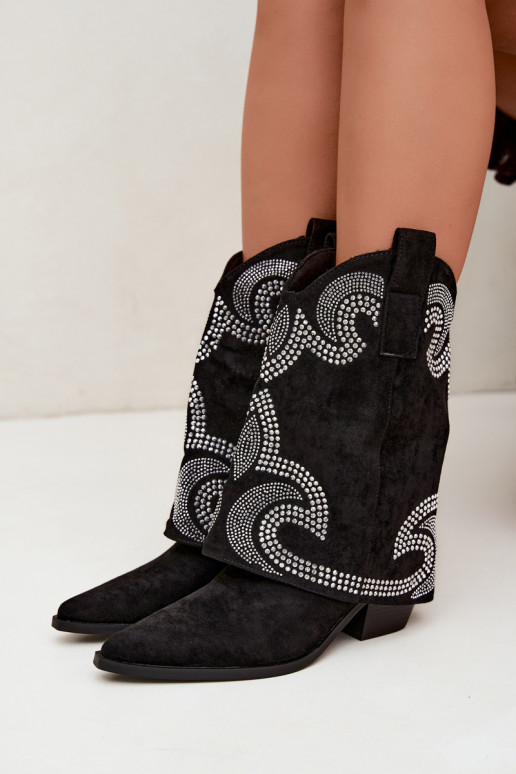 Stivaletti decorati in stile cowboy con tacchi in nero Irvena