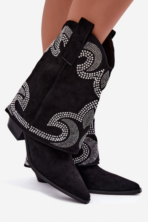 Stivaletti decorati in stile cowboy con tacchi in nero Irvena