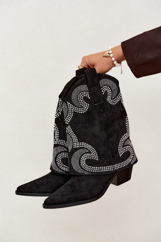 Stivaletti decorati in stile cowboy con tacchi in nero Irvena