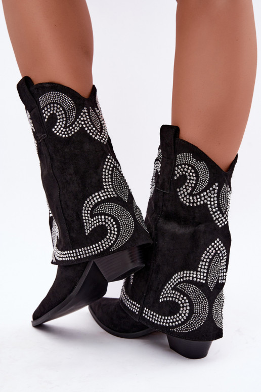 Stivaletti decorati in stile cowboy con tacchi in nero Irvena