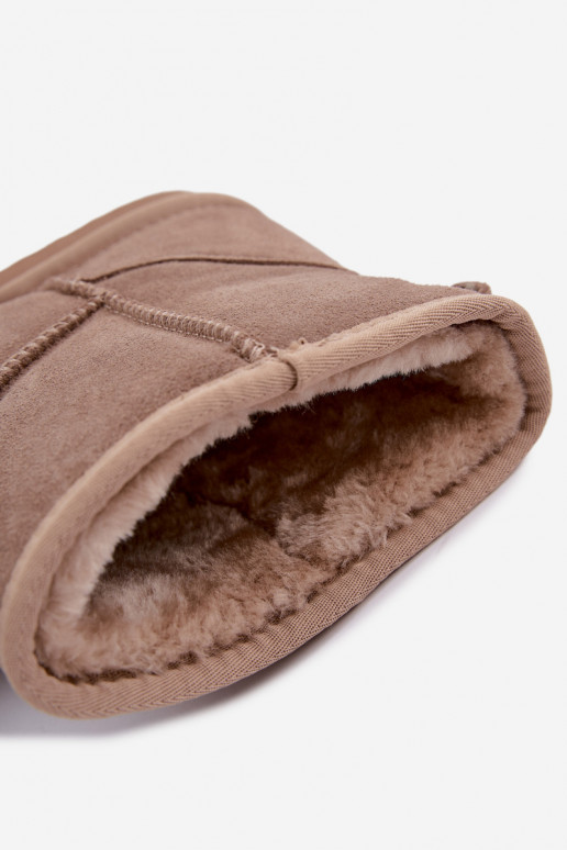 Stivali da neve caldi in suede sintetico con pelliccia all'interno in sabbia Amandine