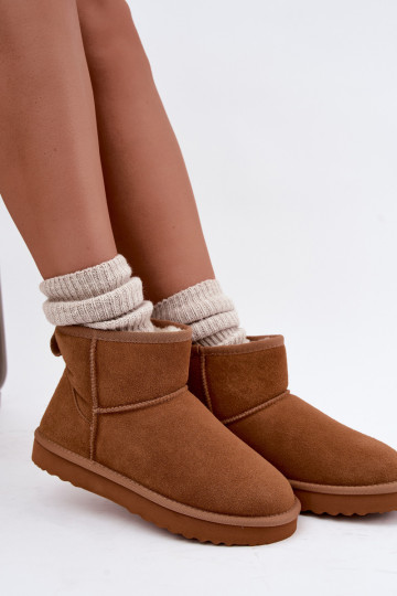 Stivali da neve caldi in suede sintetico con pelliccia all'interno in marrone Amandine