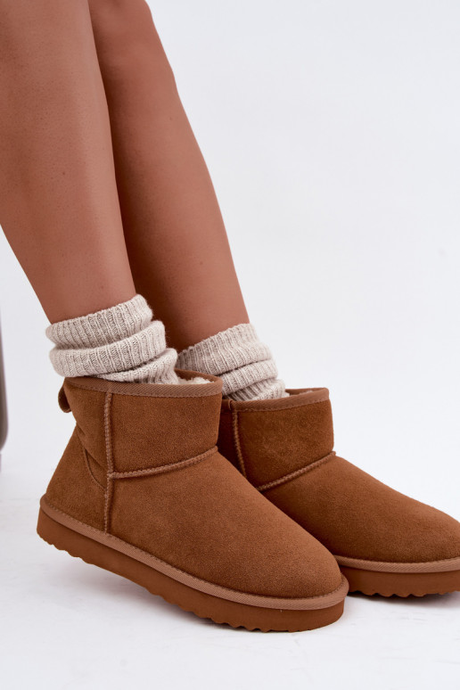 Stivali da neve caldi in suede sintetico con pelliccia all'interno in marrone Amandine