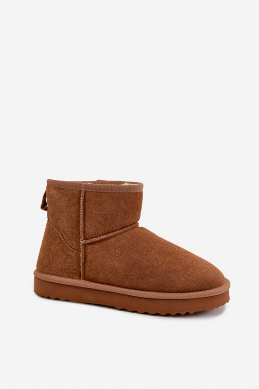 Stivali da neve caldi in suede sintetico con pelliccia all'interno in marrone Amandine
