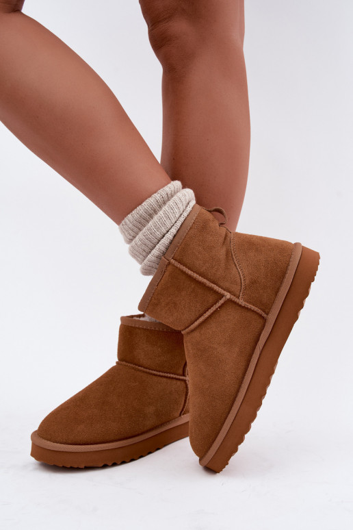 Stivali da neve caldi in suede sintetico con pelliccia all'interno in marrone Amandine