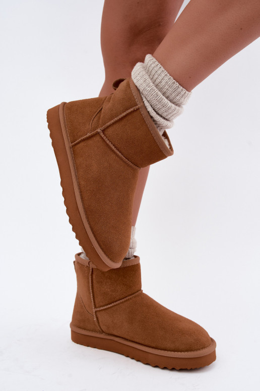 Stivali da neve caldi in suede sintetico con pelliccia all'interno in marrone Amandine