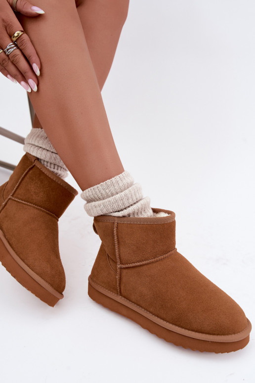 Stivali da neve caldi in suede sintetico con pelliccia all'interno in marrone Amandine