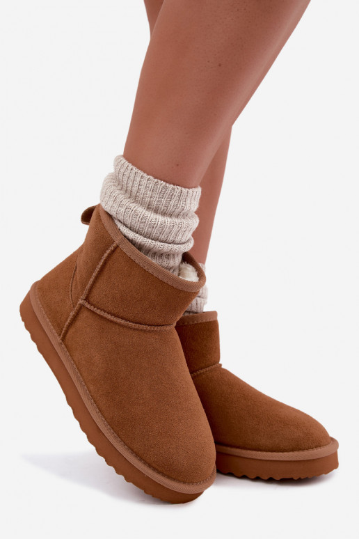 Stivali da neve caldi in suede sintetico con pelliccia all'interno in marrone Amandine