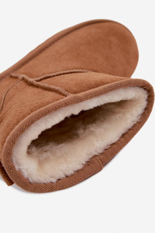 Stivali da neve caldi in suede sintetico con pelliccia all'interno in marrone Amandine