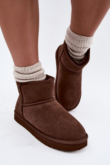 Stivali da neve caldi in suede sintetico con pelliccia all'interno in bordeaux Amandine