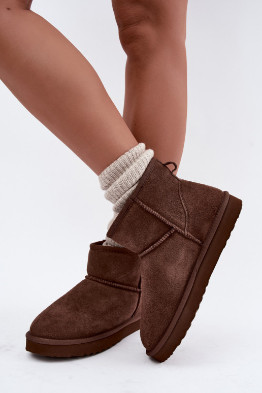 Stivali da neve caldi in suede sintetico con pelliccia all'interno in bordeaux Amandine