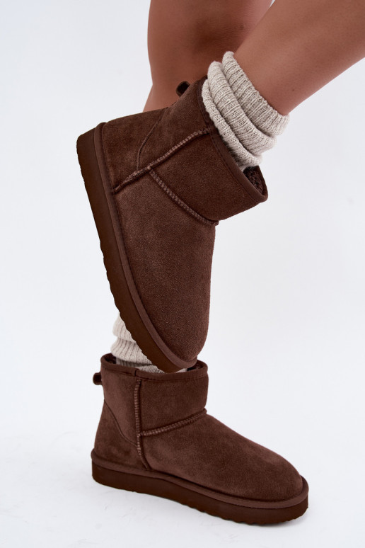 Stivali da neve caldi in suede sintetico con pelliccia all'interno in bordeaux Amandine