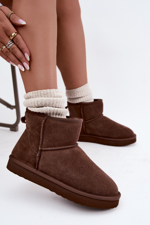 Stivali da neve caldi in suede sintetico con pelliccia all'interno in bordeaux Amandine