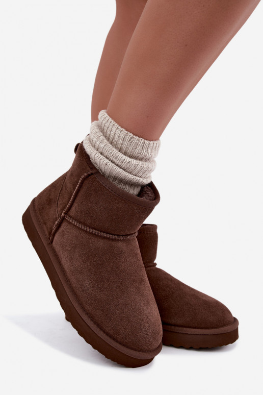 Stivali da neve caldi in suede sintetico con pelliccia all'interno in bordeaux Amandine