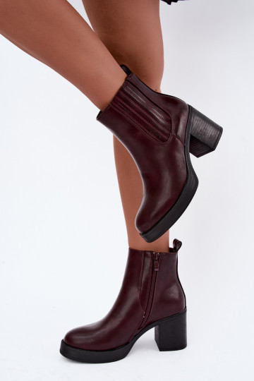 Stivaletti caldi color bordeaux con tacco Gisandra
