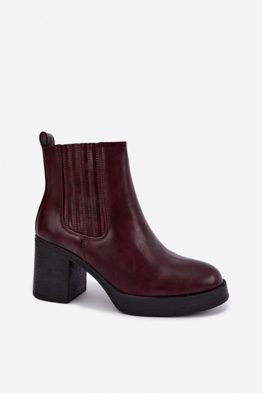 Stivaletti caldi color bordeaux con tacco Gisandra