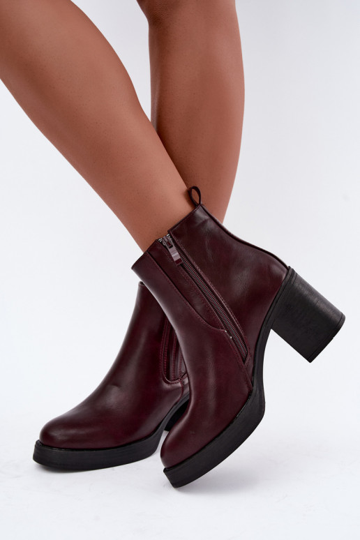 Stivaletti caldi color bordeaux con tacco Gisandra