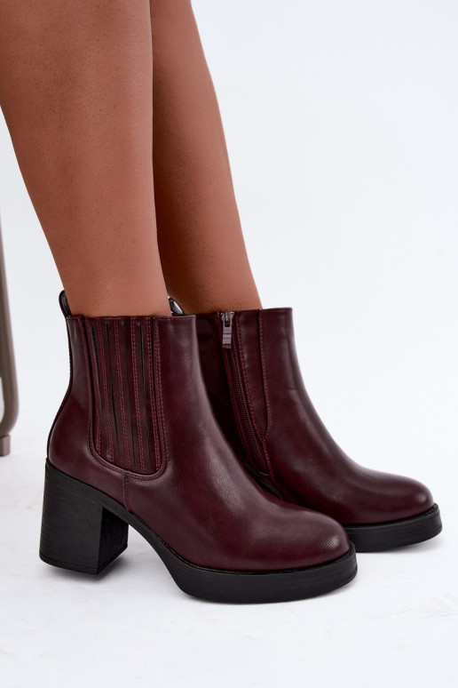 Stivaletti caldi color bordeaux con tacco Gisandra