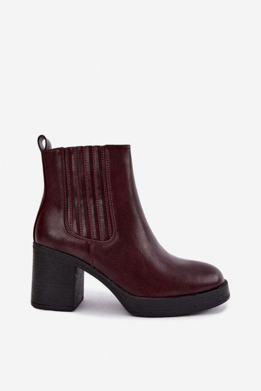 Stivaletti caldi color bordeaux con tacco Gisandra