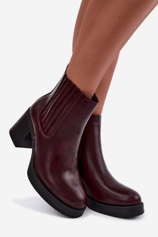 Stivaletti caldi color bordeaux con tacco Gisandra