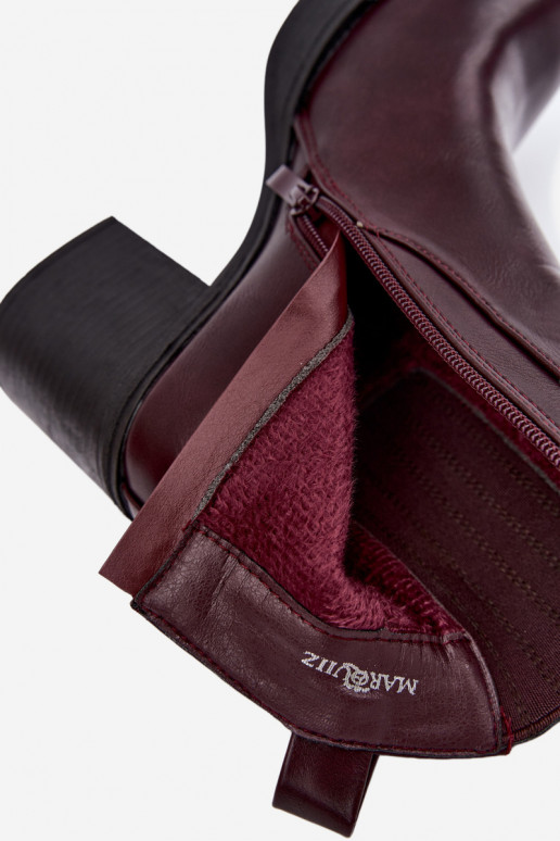Stivaletti caldi color bordeaux con tacco Gisandra