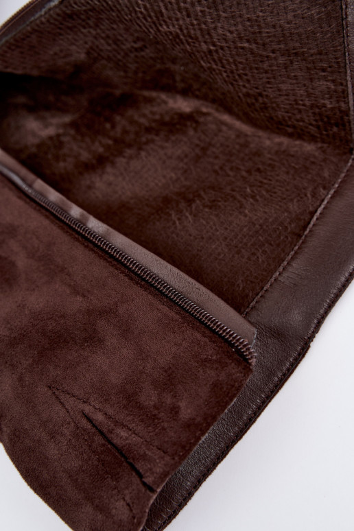 Stivali caldi color cioccolato in suede sopra il ginocchio con tacco basso Philomene