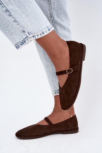 Ballerine tipo barefoot con cinturini color cioccolato Rhoselle