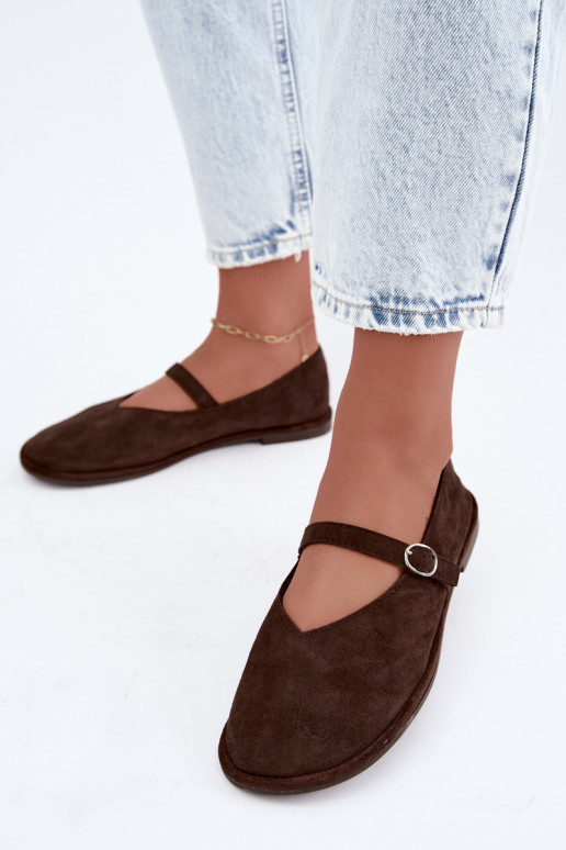 Ballerine tipo barefoot con cinturini color cioccolato Rhoselle
