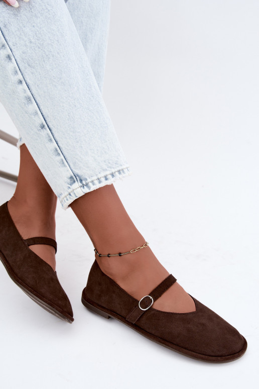 Ballerine tipo barefoot con cinturini color cioccolato Rhoselle