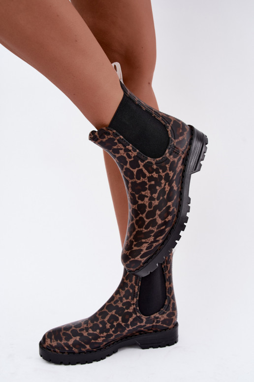 Stivali in gomma per donne con inserti elastici e stampa leopardata Ciariel