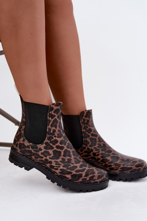Stivali in gomma per donne con inserti elastici e stampa leopardata Ciariel