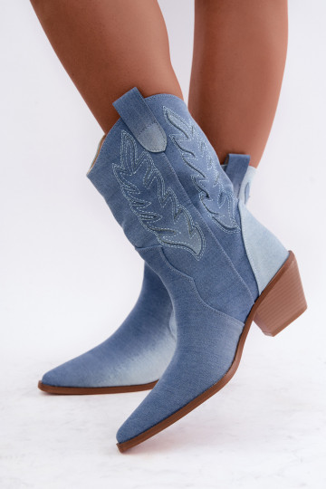 ankle boots in stile cowboy con tacco in tessuto denim Ferelle
