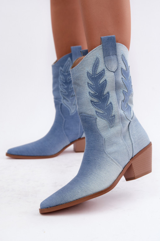 ankle boots in stile cowboy con tacco in tessuto denim Ferelle