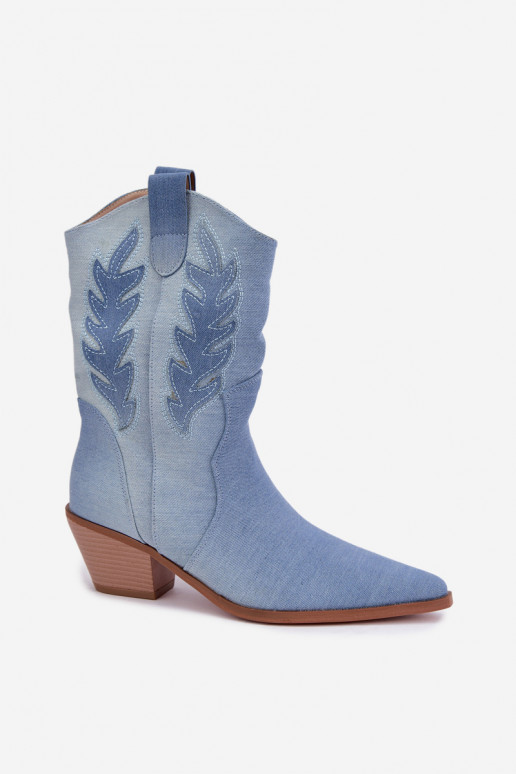 ankle boots in stile cowboy con tacco in tessuto denim Ferelle