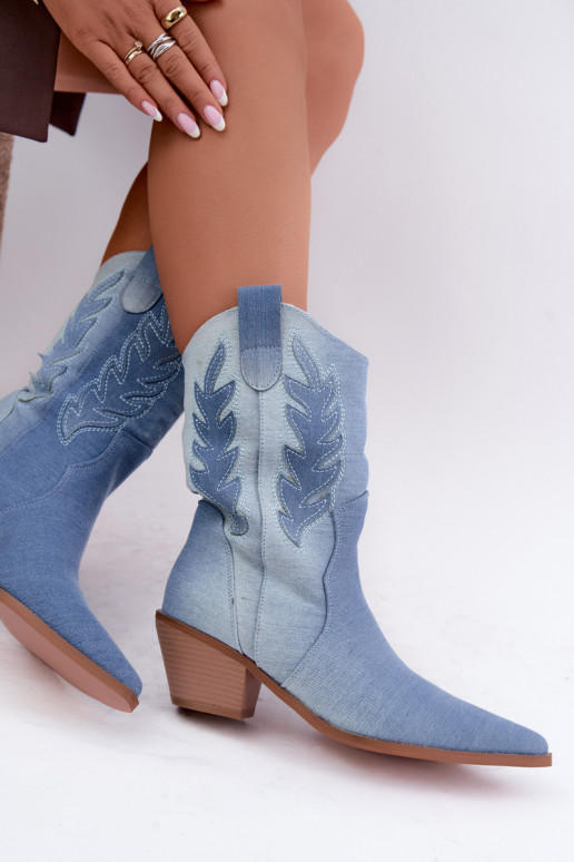 ankle boots in stile cowboy con tacco in tessuto denim Ferelle