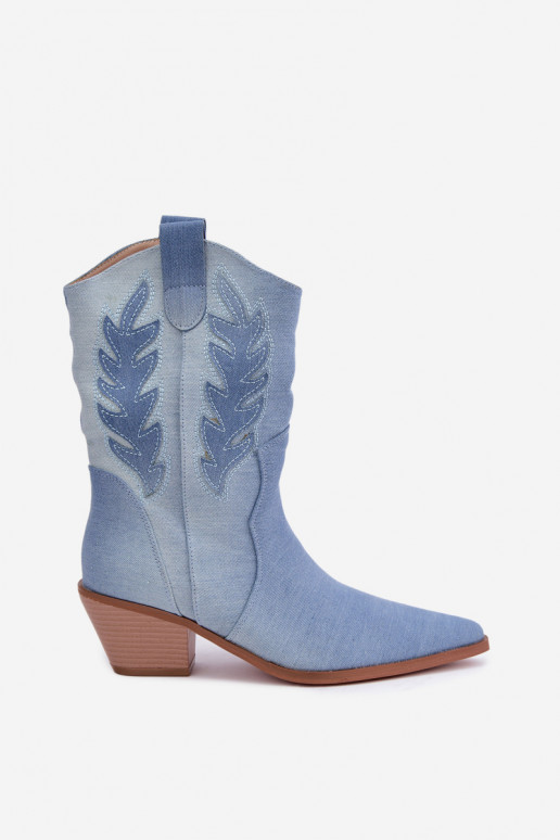 ankle boots in stile cowboy con tacco in tessuto denim Ferelle