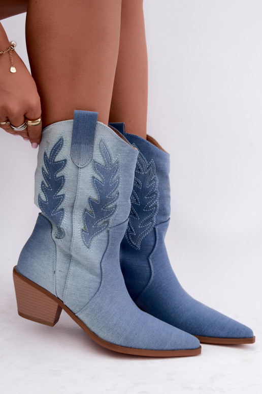 ankle boots in stile cowboy con tacco in tessuto denim Ferelle