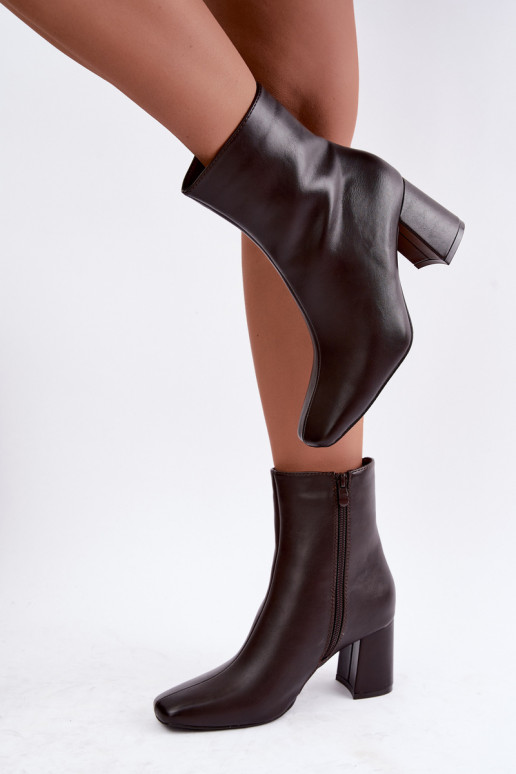 ankle boots foderati con tacco in colore marrone Tamine
