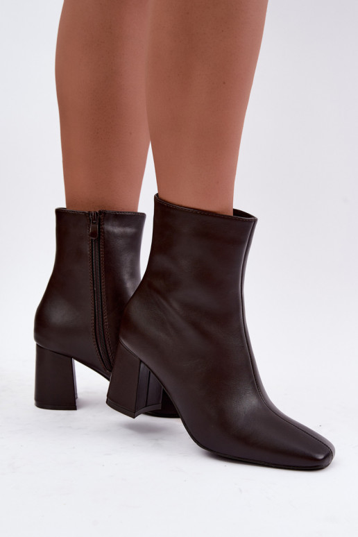 ankle boots foderati con tacco in colore marrone Tamine