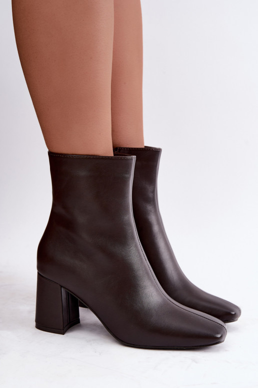 ankle boots foderati con tacco in colore marrone Tamine