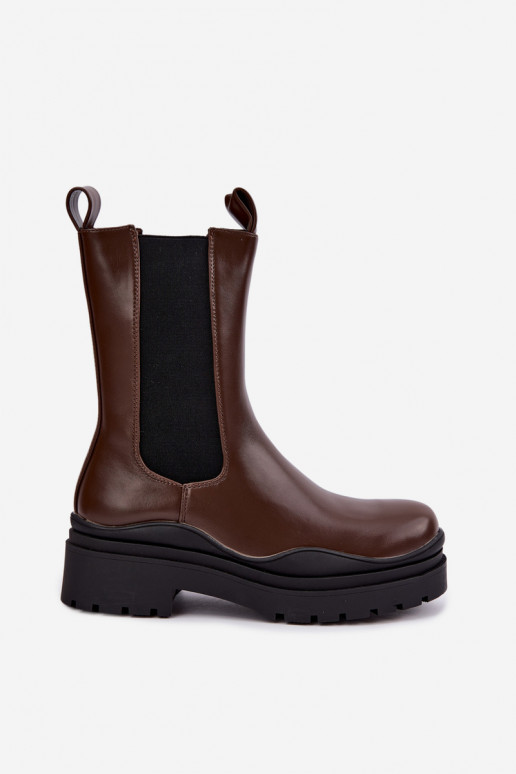 ankle boots eleganti foderati con piattaforma in colore marrone Rissana