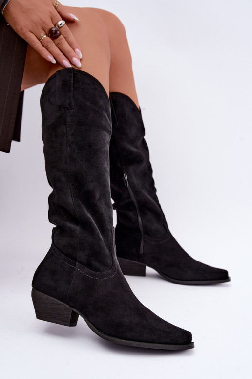 Stivali cowboy neri con tacco basso Grisel