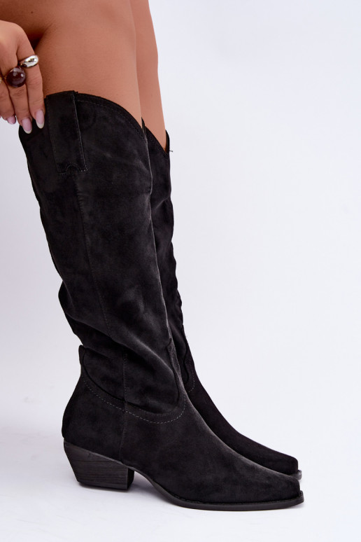 Stivali cowboy neri con tacco basso Grisel