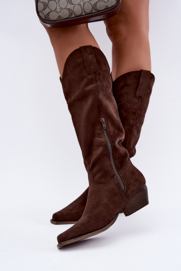 Stivali cowboy color cioccolato con tacco basso Grisel 2