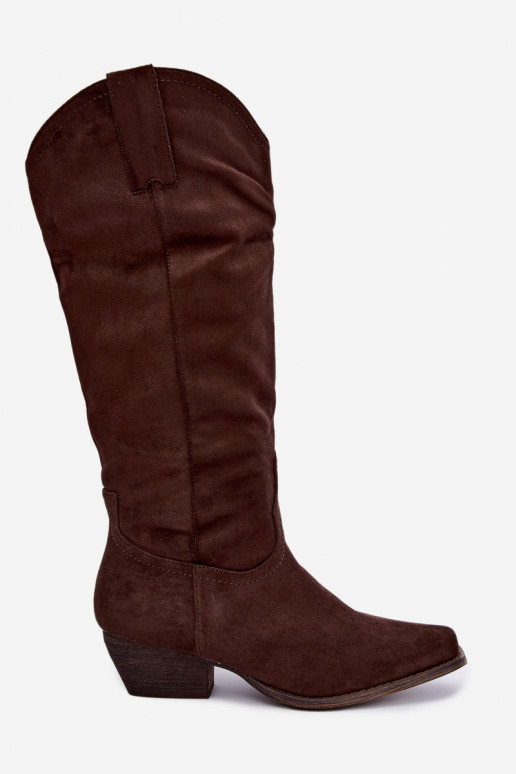 Stivali cowboy color cioccolato con tacco basso Grisel