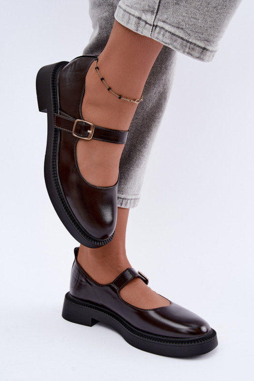 Scarpe color cioccolato con tacco largo Lareine