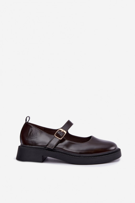 Scarpe color cioccolato con tacco largo Lareine